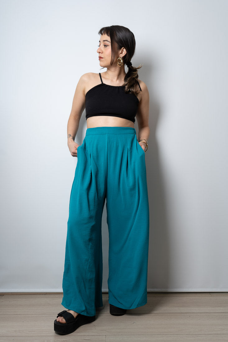 Pantalon Palazzo Aurora - Turquesa