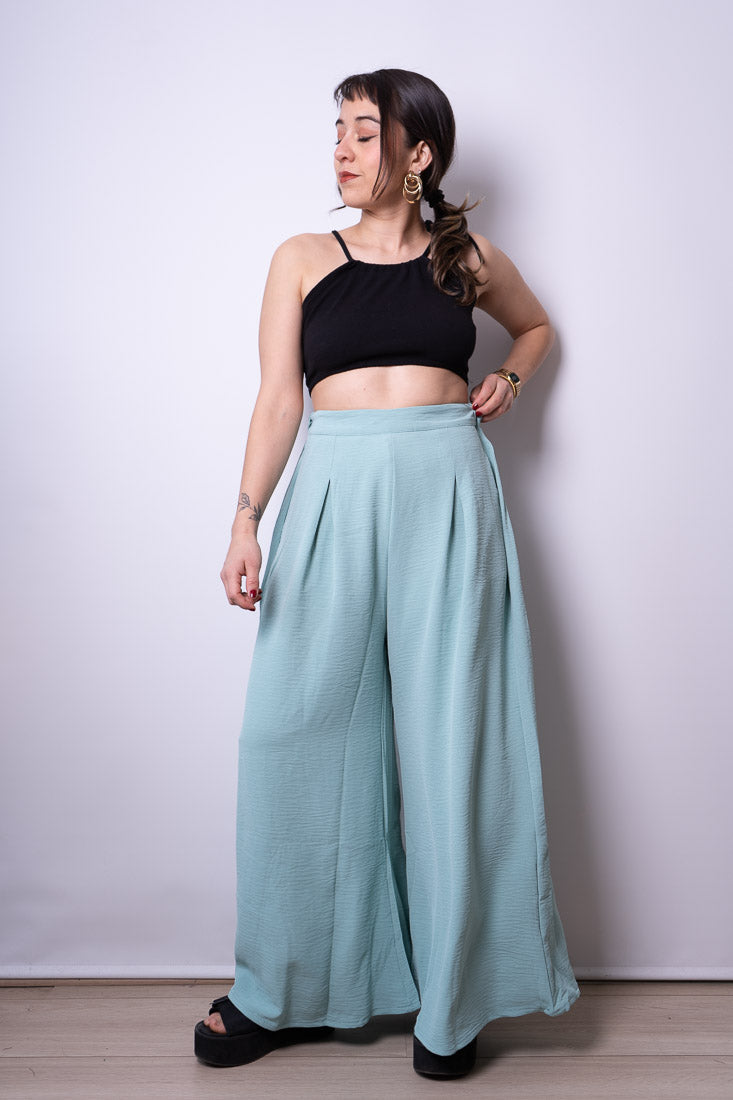 Pantalon Palazzo Aurora - Verde agua