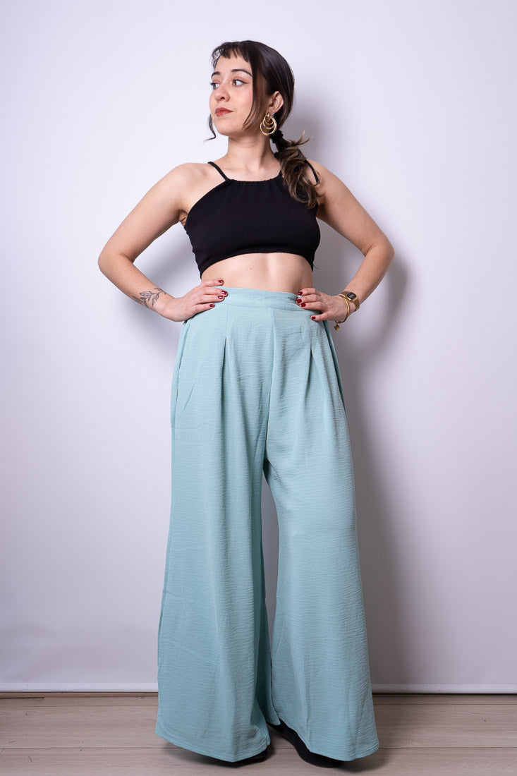 Pantalon Palazzo Aurora - Verde agua