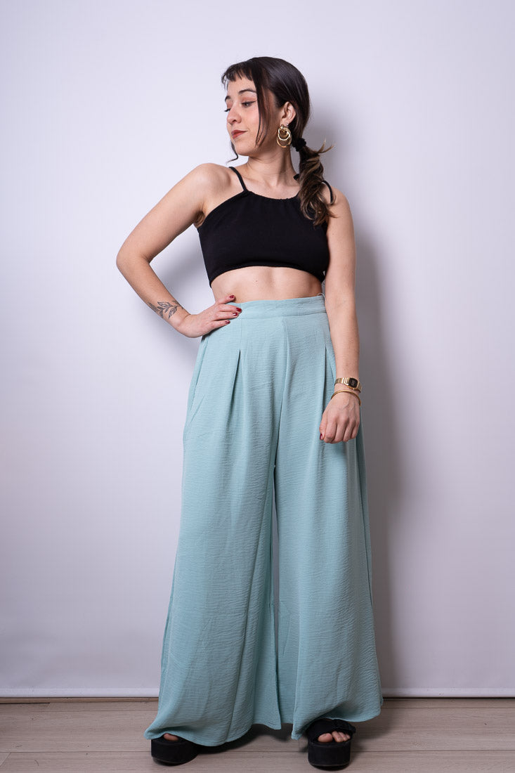 Pantalon Palazzo Aurora - Verde agua
