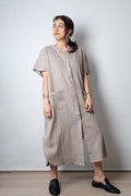 Vestido Lino - con bolsillos - Beige
