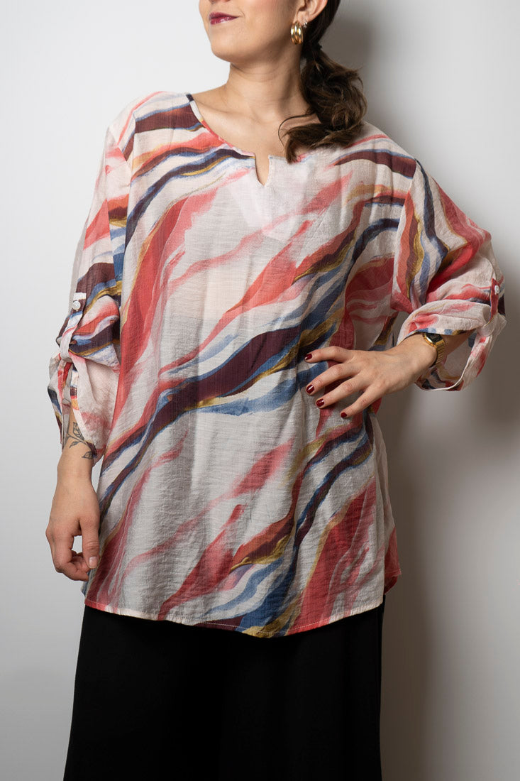 Blusa Alicia diseño - tonos coral, blanco y mas
