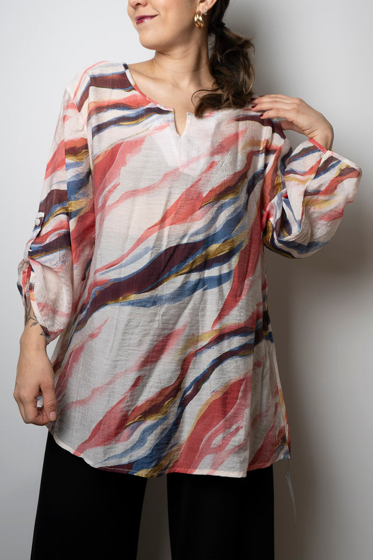 Blusa Alicia diseño - tonos coral, blanco y mas