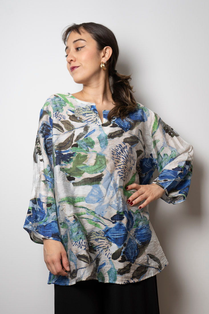 Blusa Alicia diseño - tonos azules y verdes