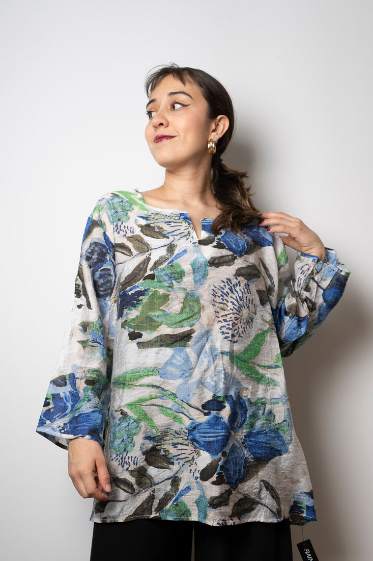 Blusa Alicia diseño - tonos azules y verdes