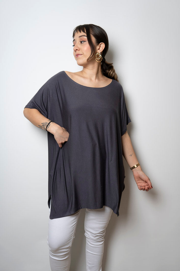 Polera algodón Emilia - Grafito