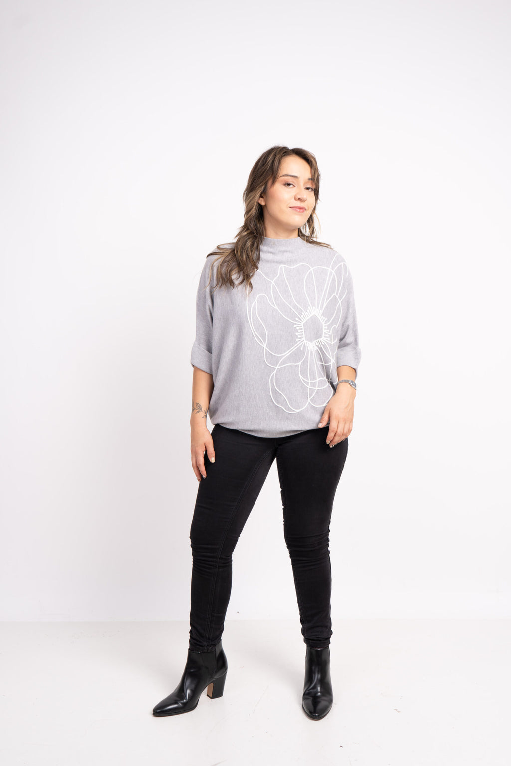 Sweater Flor - Gris