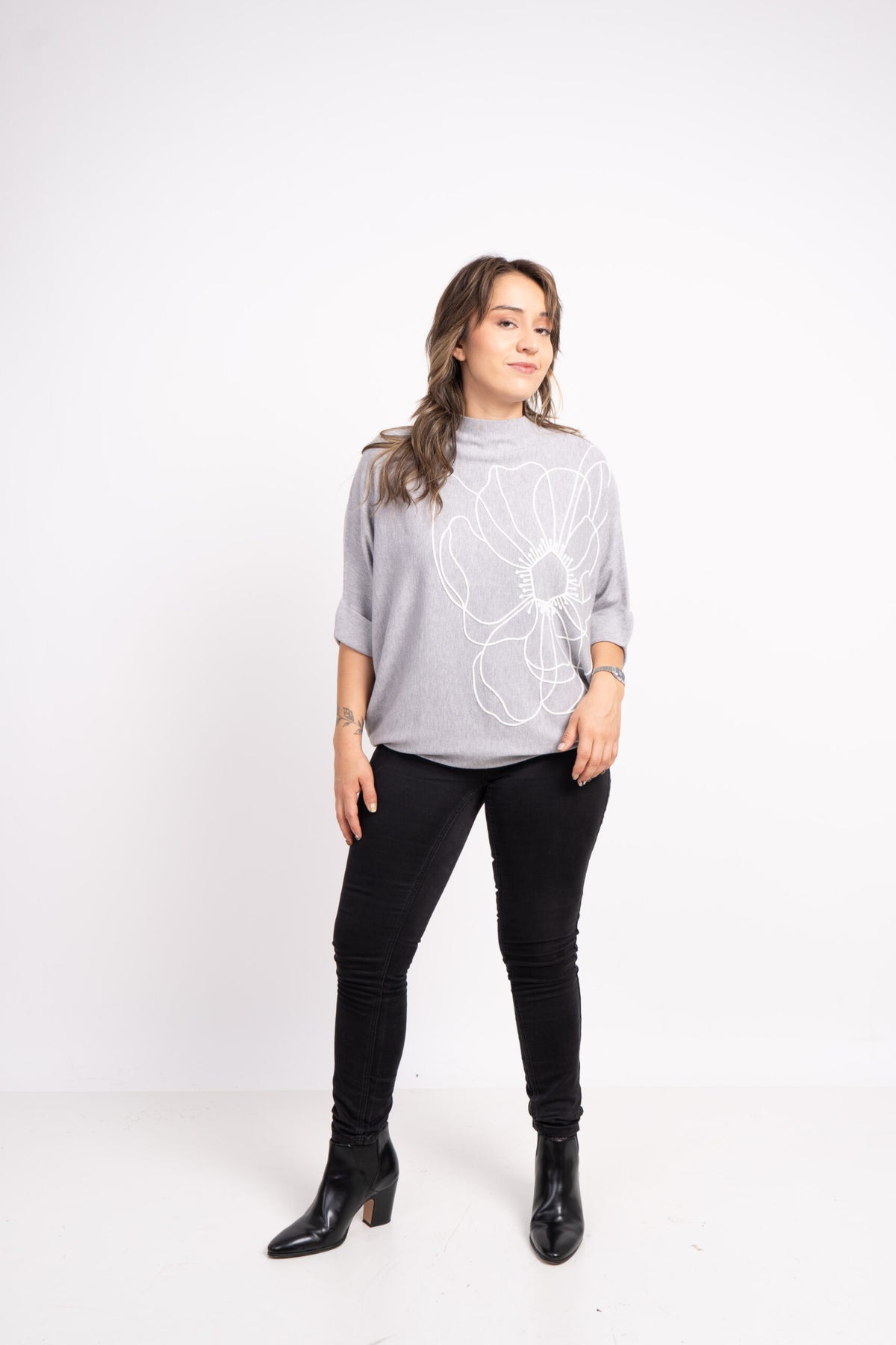 Sweater Flor - Gris
