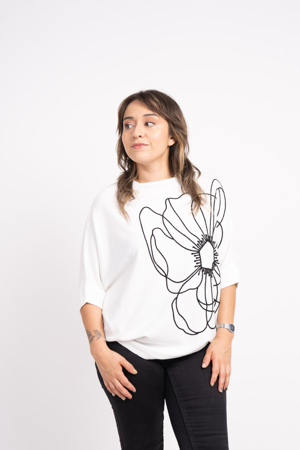 Sweater Flor - Crudo