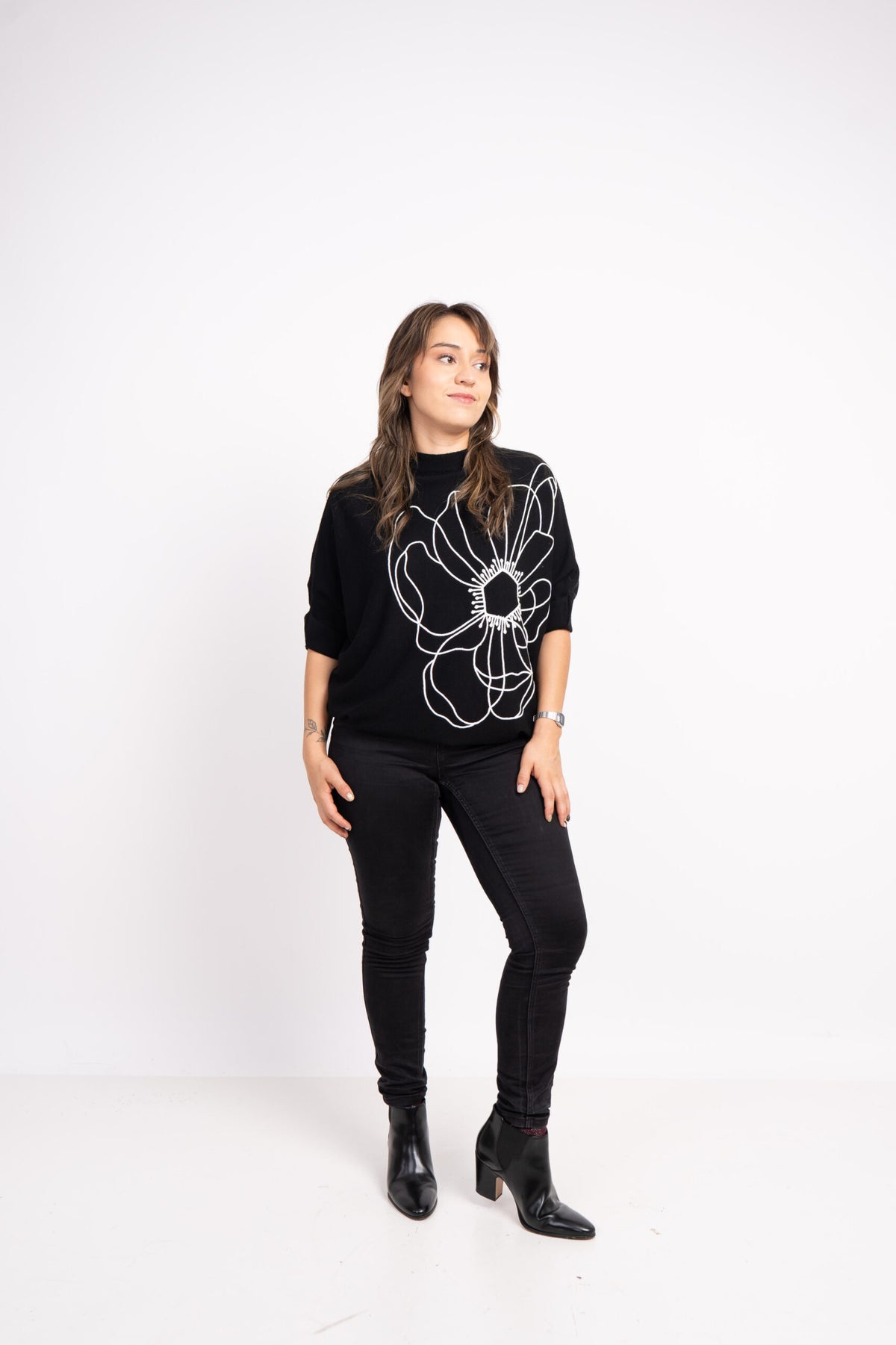 Sweater Flor - Negro