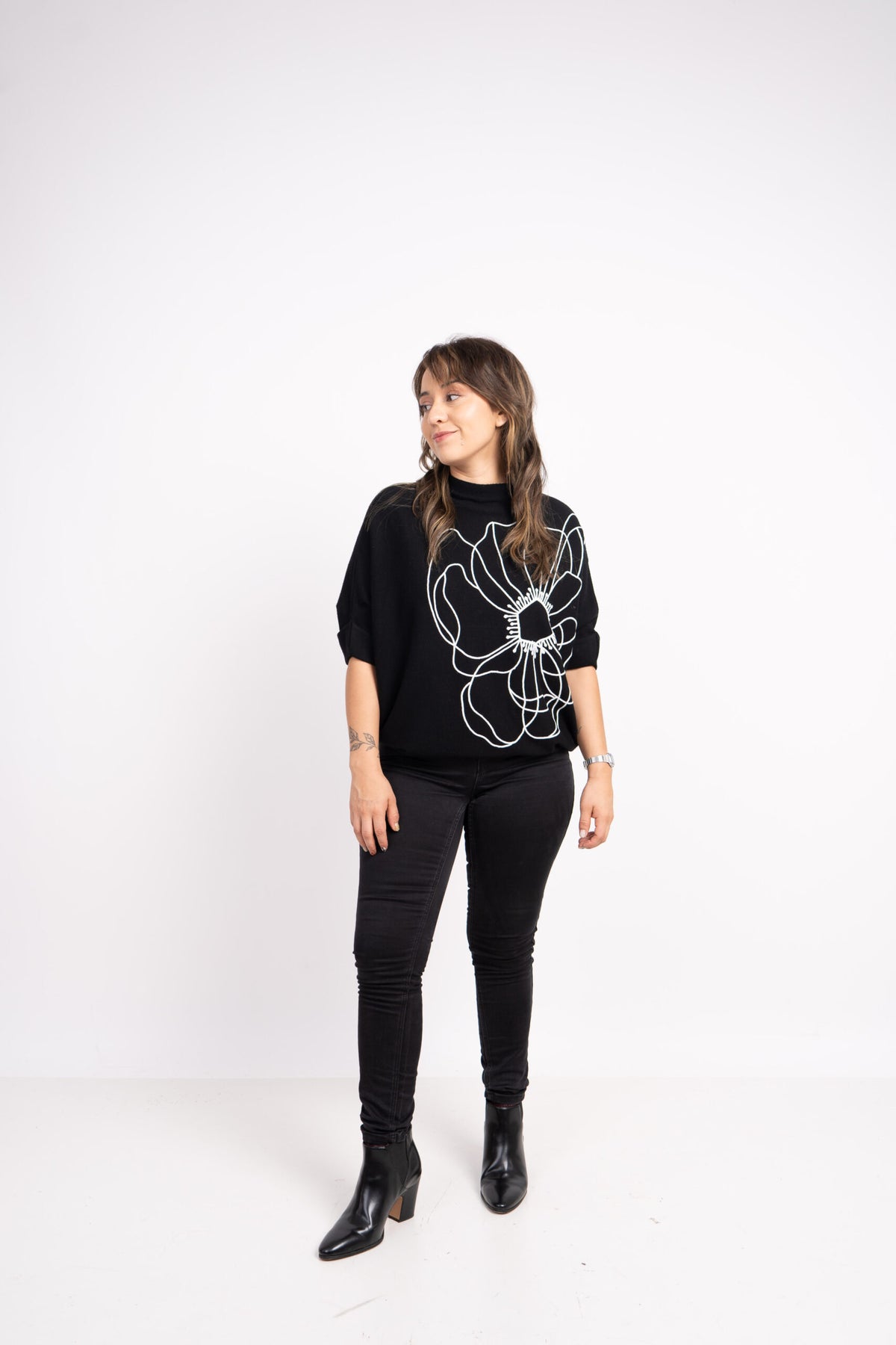 Sweater Flor - Negro