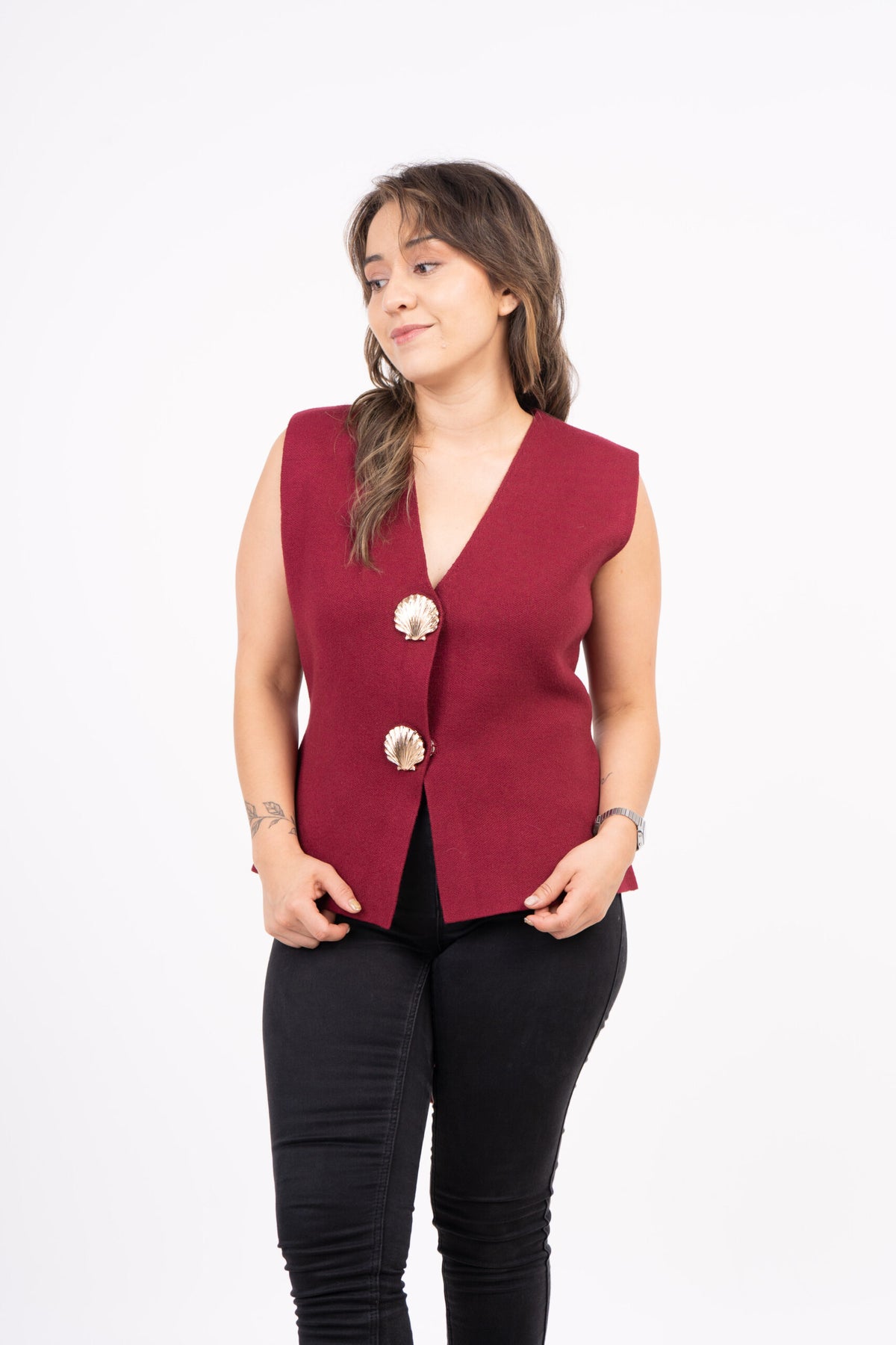 Sweater Conchitas - sin mangas - Burdeo
