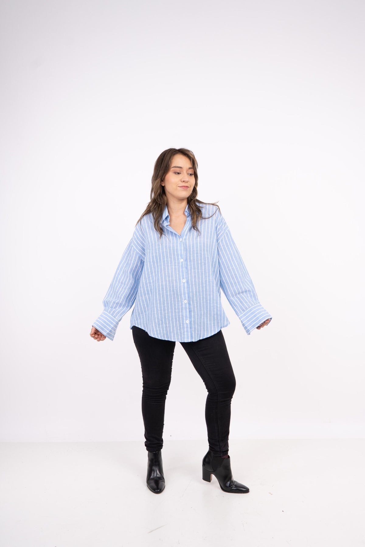 Blusa Rayada - Celeste