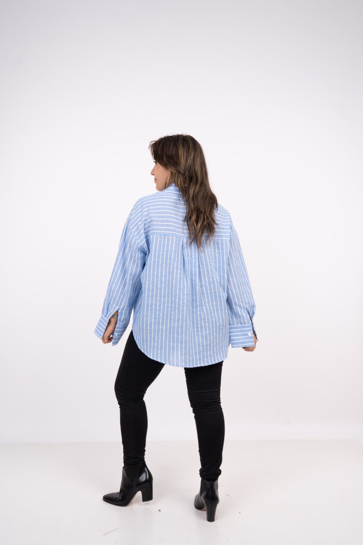 Blusa Rayada - Celeste