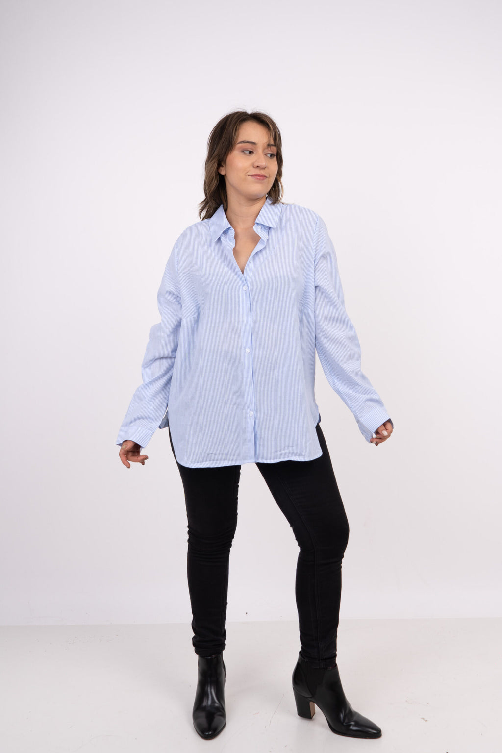 Blusa Rayada - Celeste