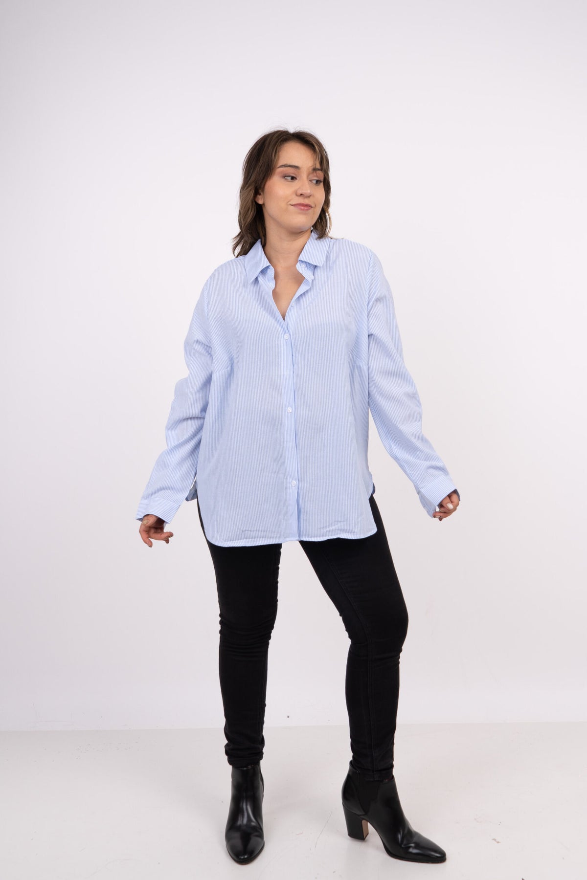 Blusa Rayada - Celeste