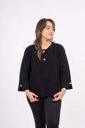 Sweater abierto - Boton dorado - Negro