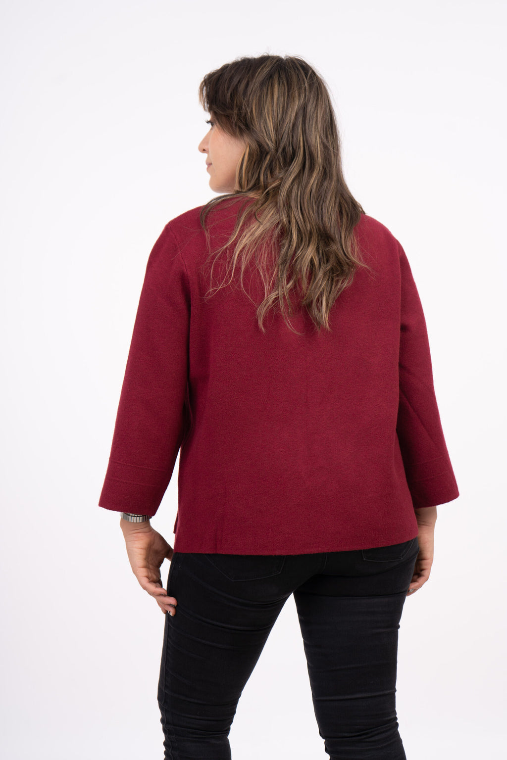 Sweater abierto - Boton dorado - Burdeo