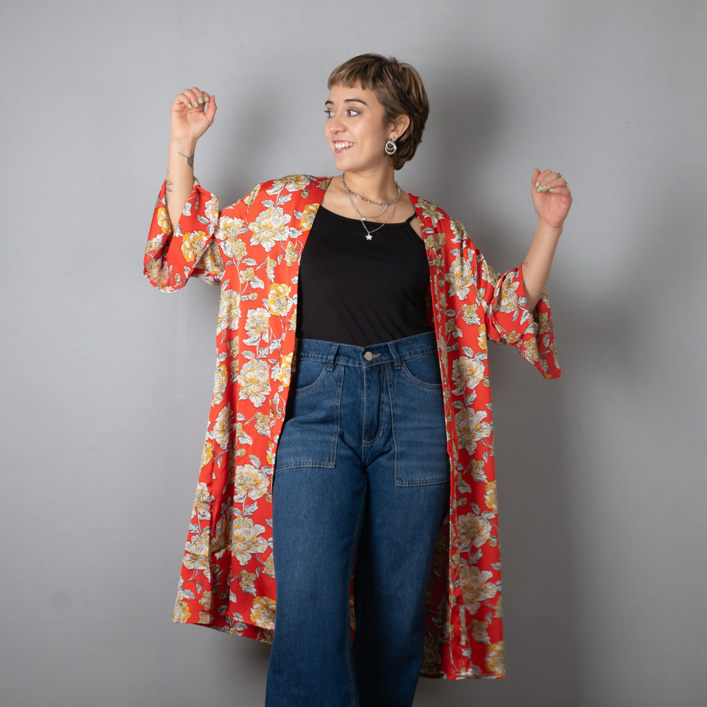 Kimono flores - Naranja