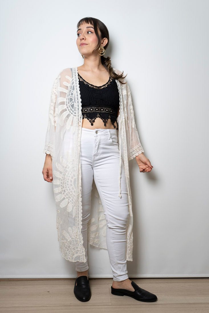 Kimono encaje - Crema