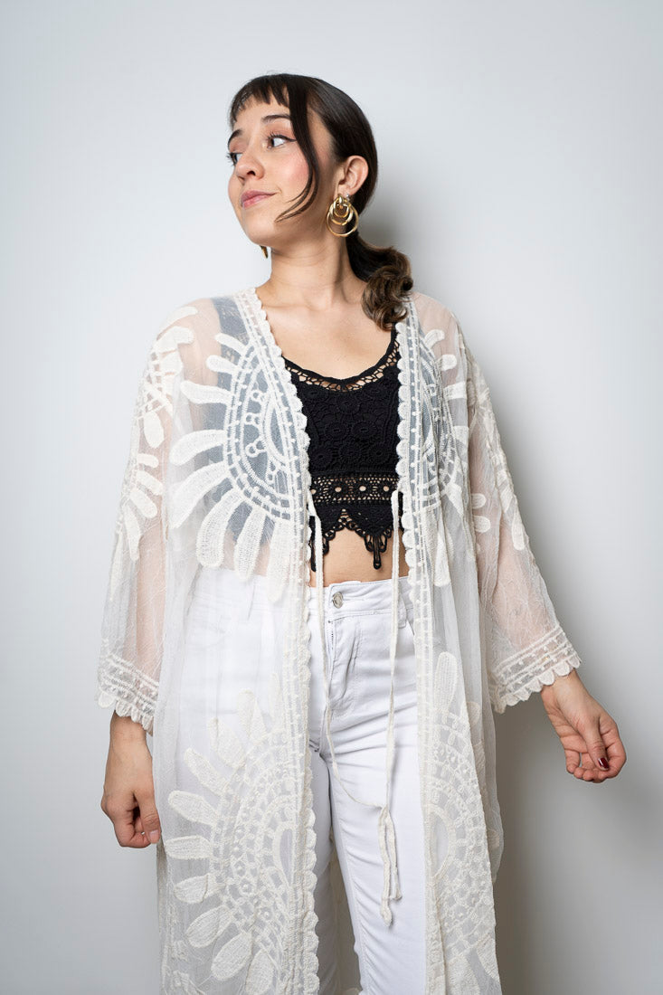 Kimono encaje - Crema