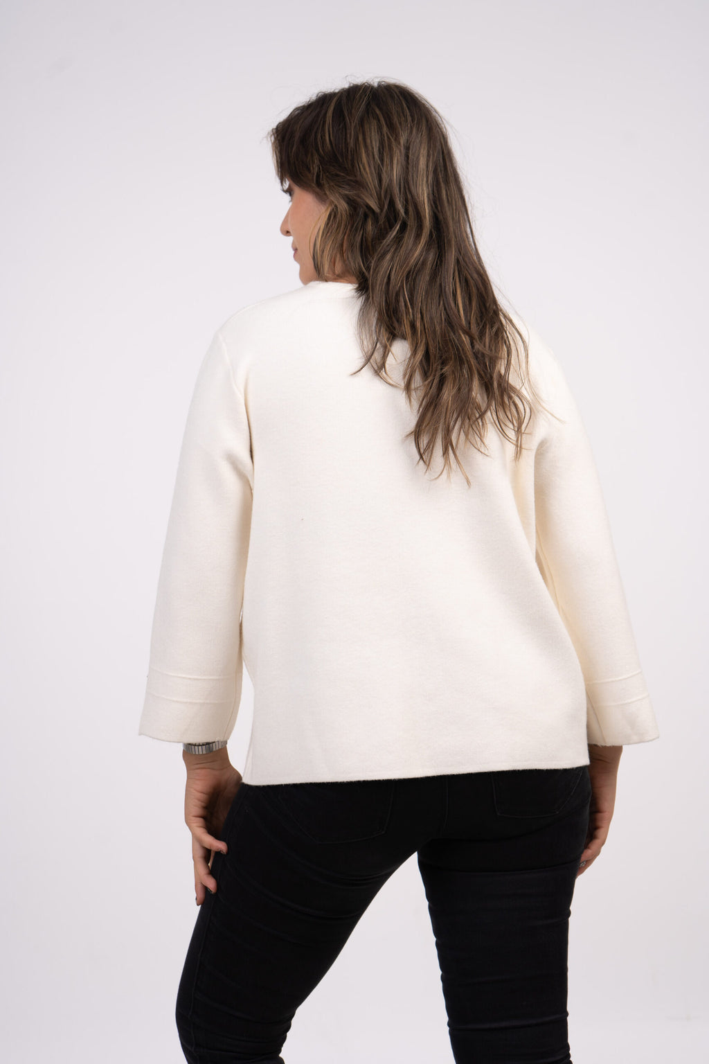 Sweater abierto - Boton dorado - Crudo
