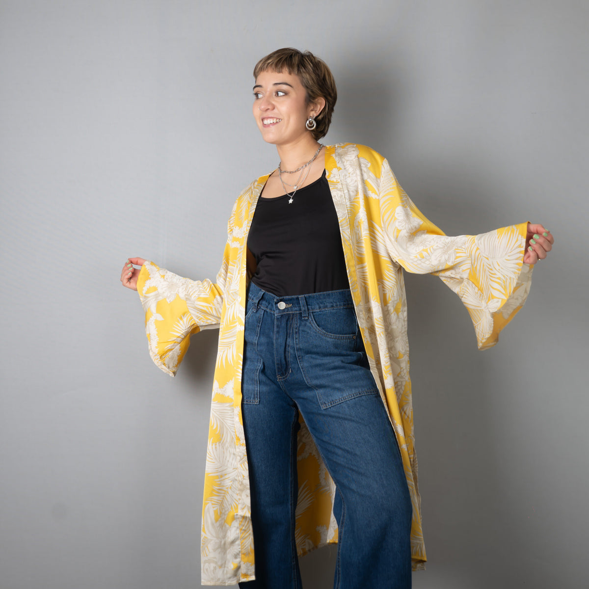 Kimono flores - Amarillo