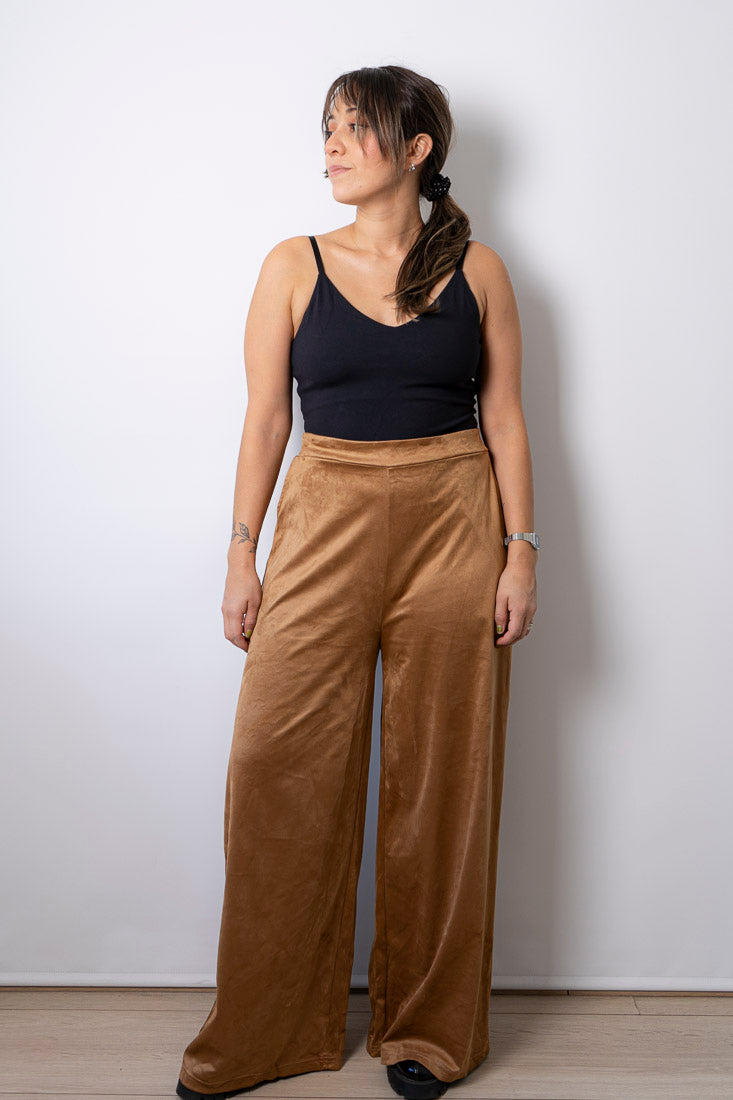 Pantalon Palazo Gamuza - Café tabaco