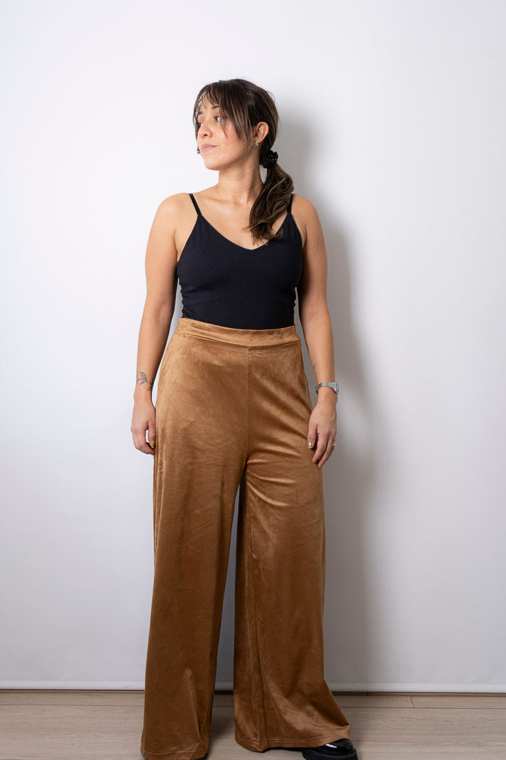 Pantalon Palazo Gamuza - Café tabaco