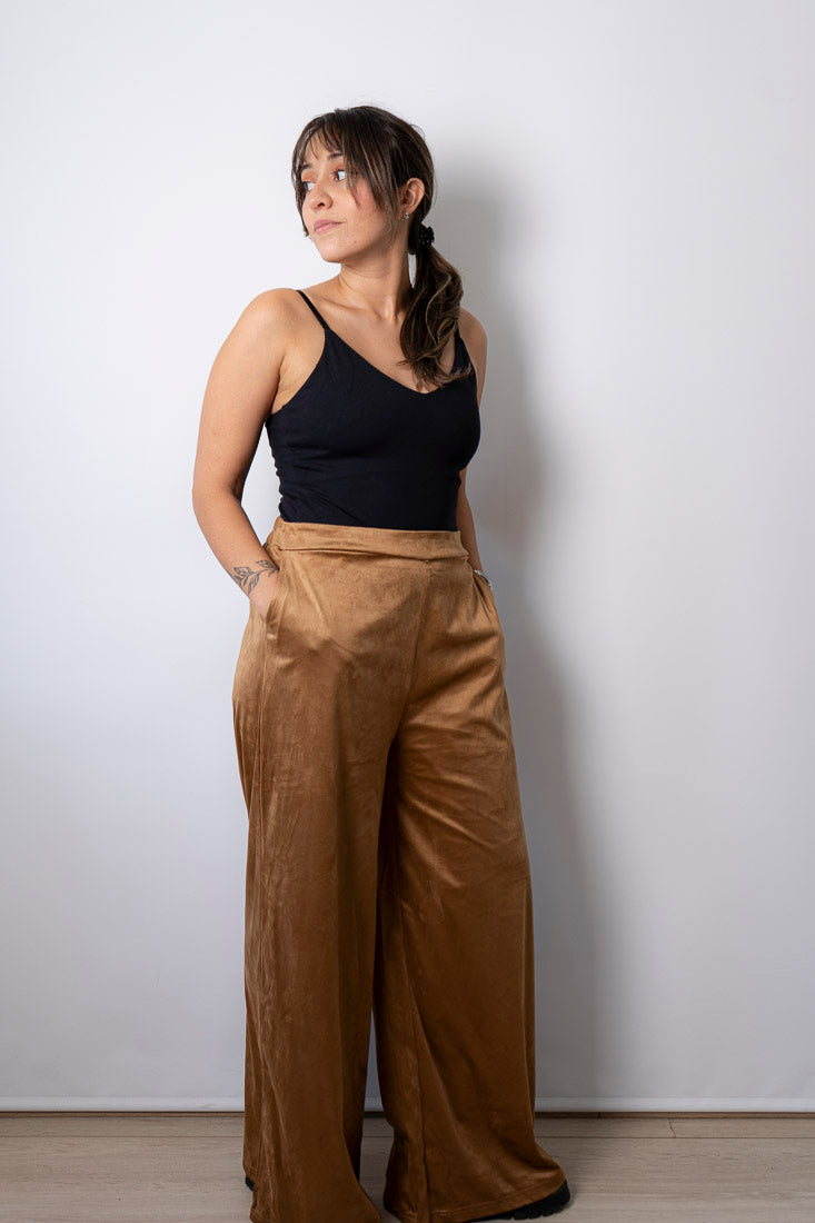 Pantalon Palazo Gamuza - Café tabaco