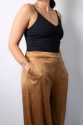 Pantalon Palazo Gamuza - Café tabaco