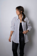 Camisa a rayas - Blanca con gris