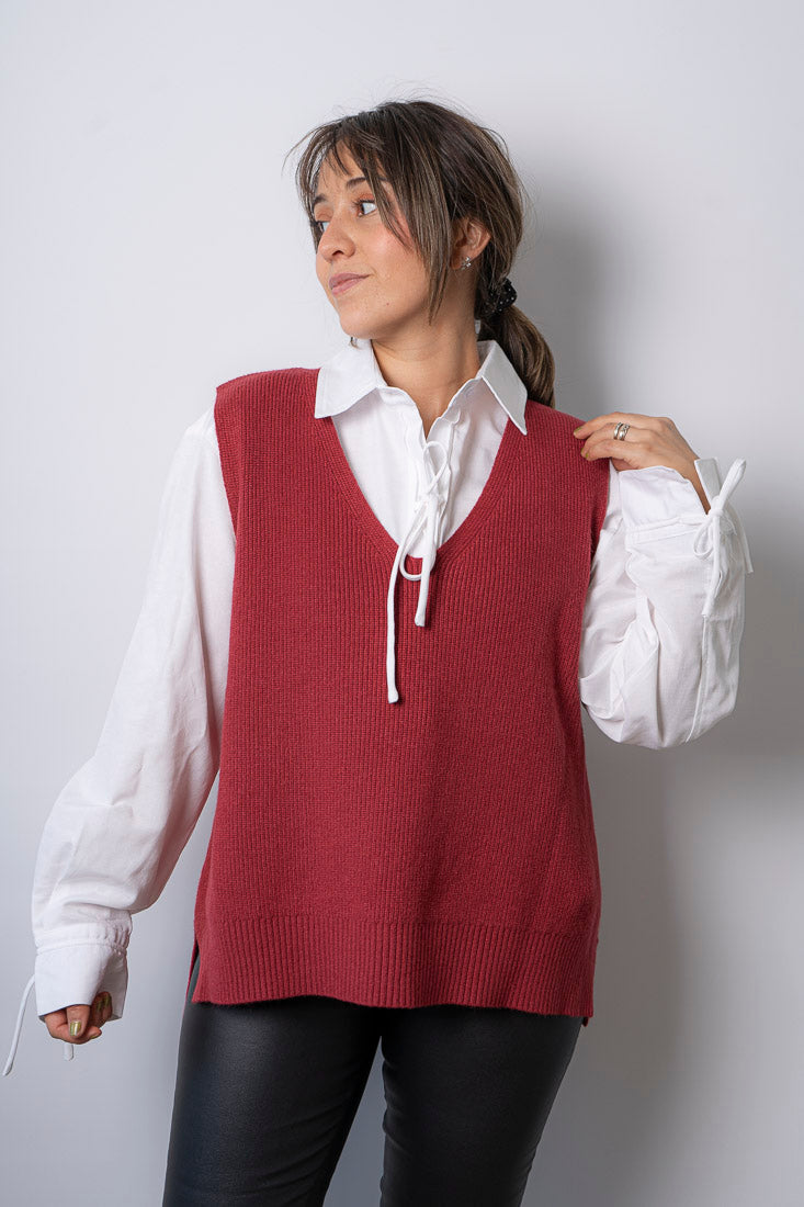 Sweater sin mangas Mika - Burdeo
