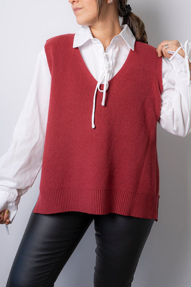 Sweater sin mangas Mika - Burdeo