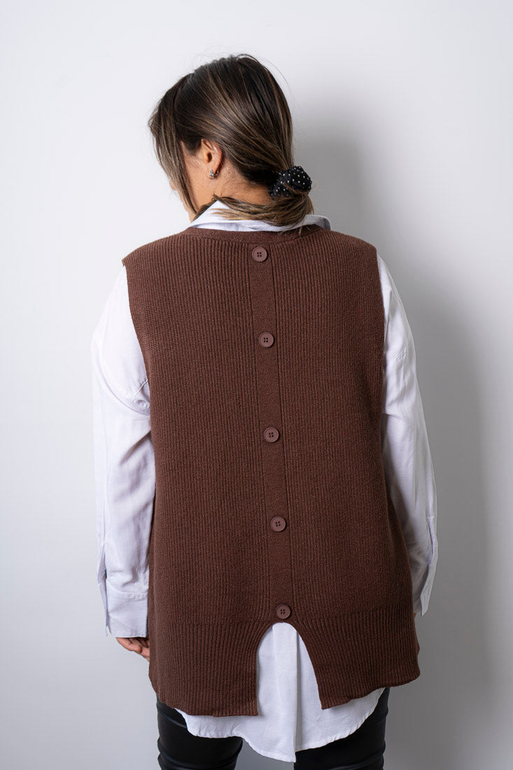 Sweater sin mangas Mika - Cafe