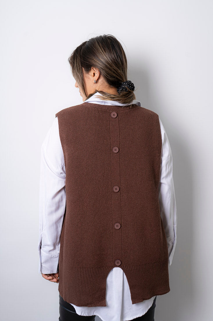 Sweater sin mangas Mika - Cafe