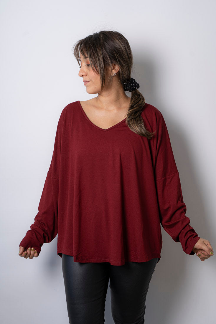 Polera algodón - Milan - Burdeo