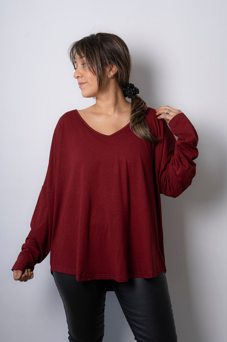 Polera algodón - Milan - Burdeo