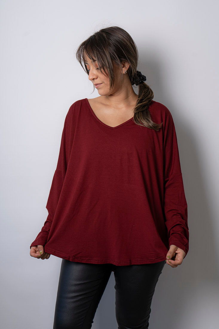 Polera algodón - Milan - Burdeo