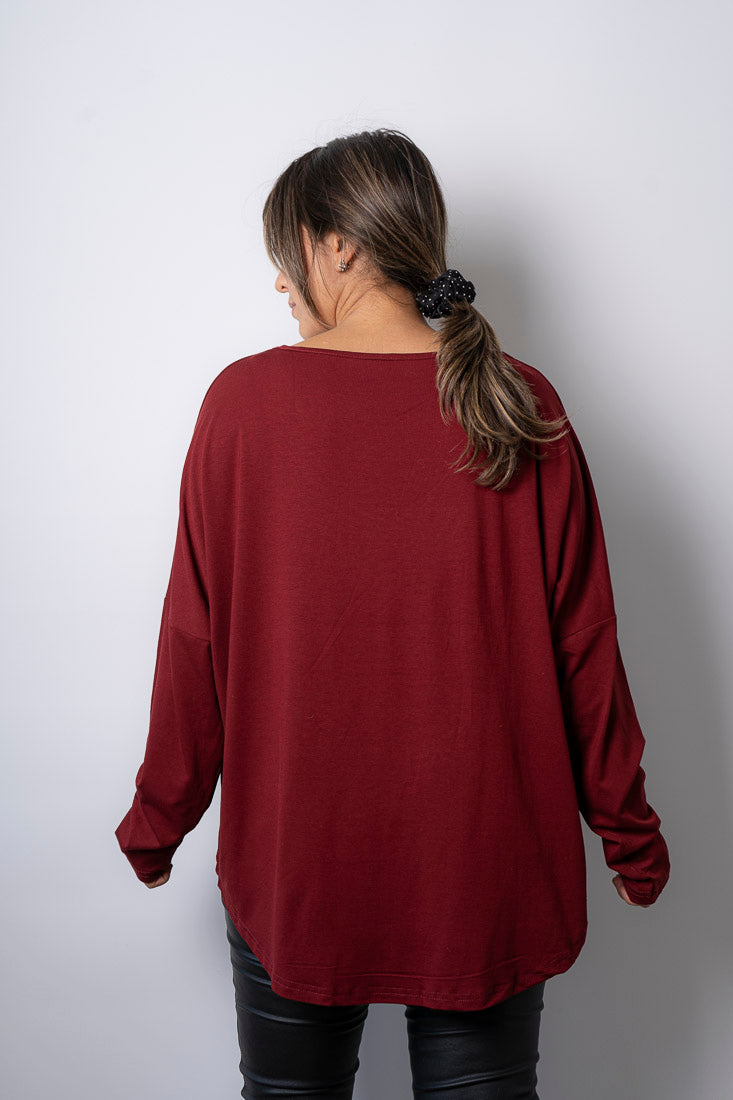 Polera algodón - Milan - Burdeo