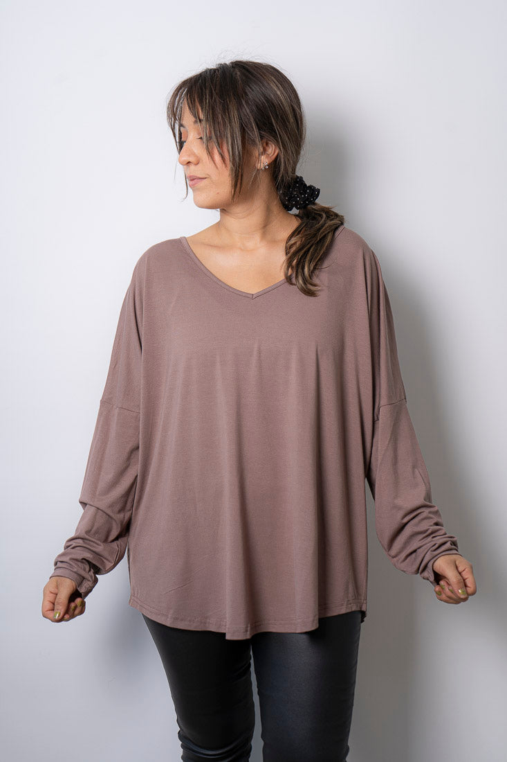 Polera Milan - algodon - Cafe