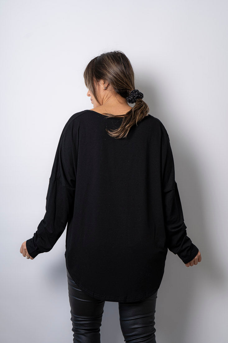 Polera Milan - algodon- Negro