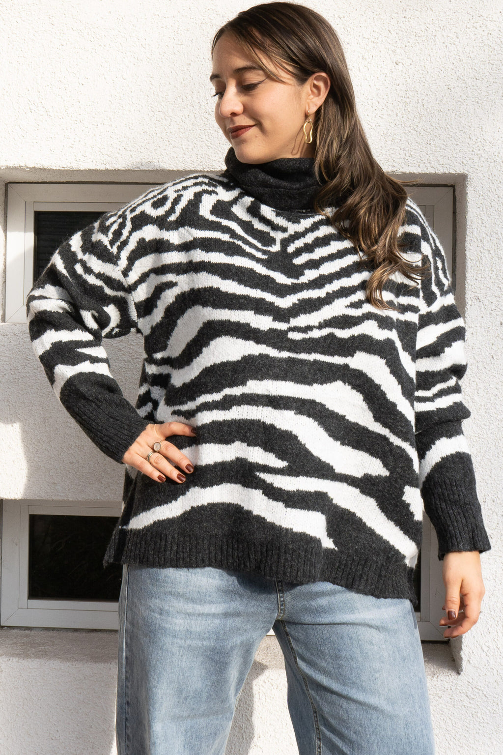 Sweater Animal Print Mila - Negro