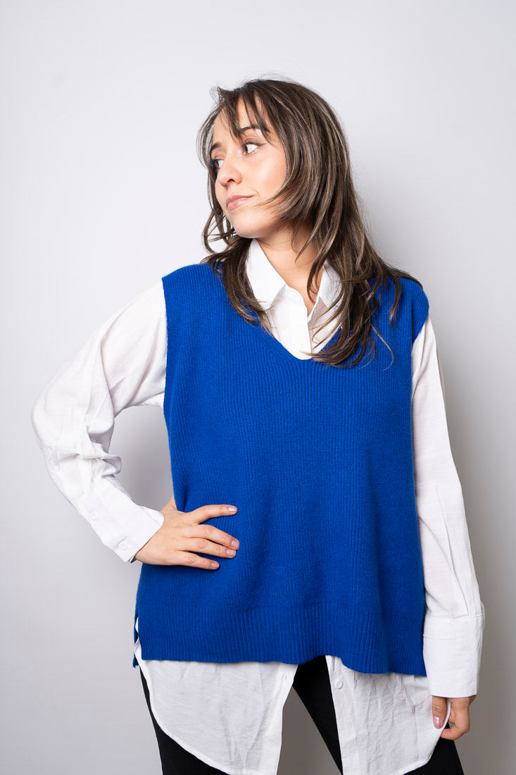 Sweater sin mangas Mika -  Azul