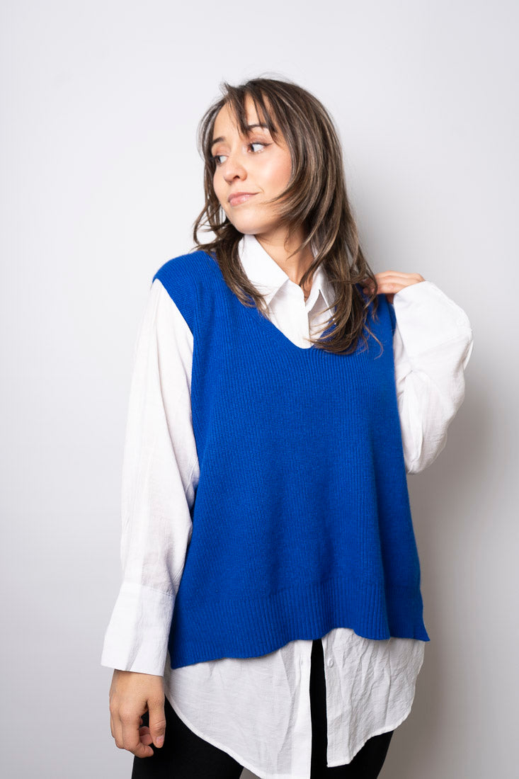 Sweater sin mangas Mika -  Azul