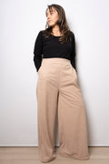 Pantalón Palazzo Cotelé - Beige claro