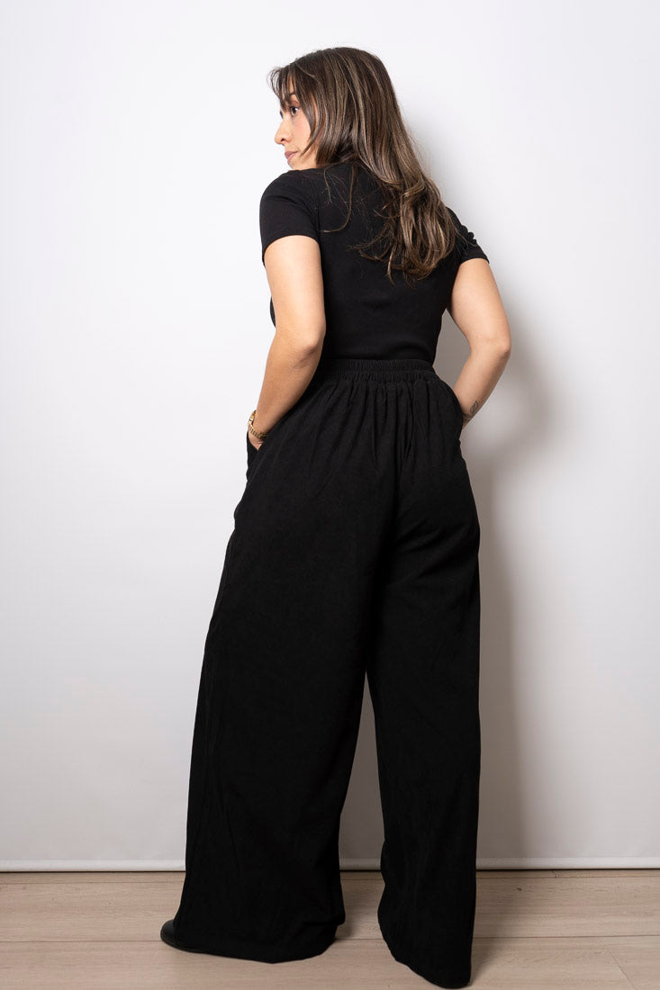 Pantalón Palazzo Cotelé - Negro