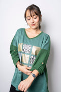 Polera Detalle animal print - Verde