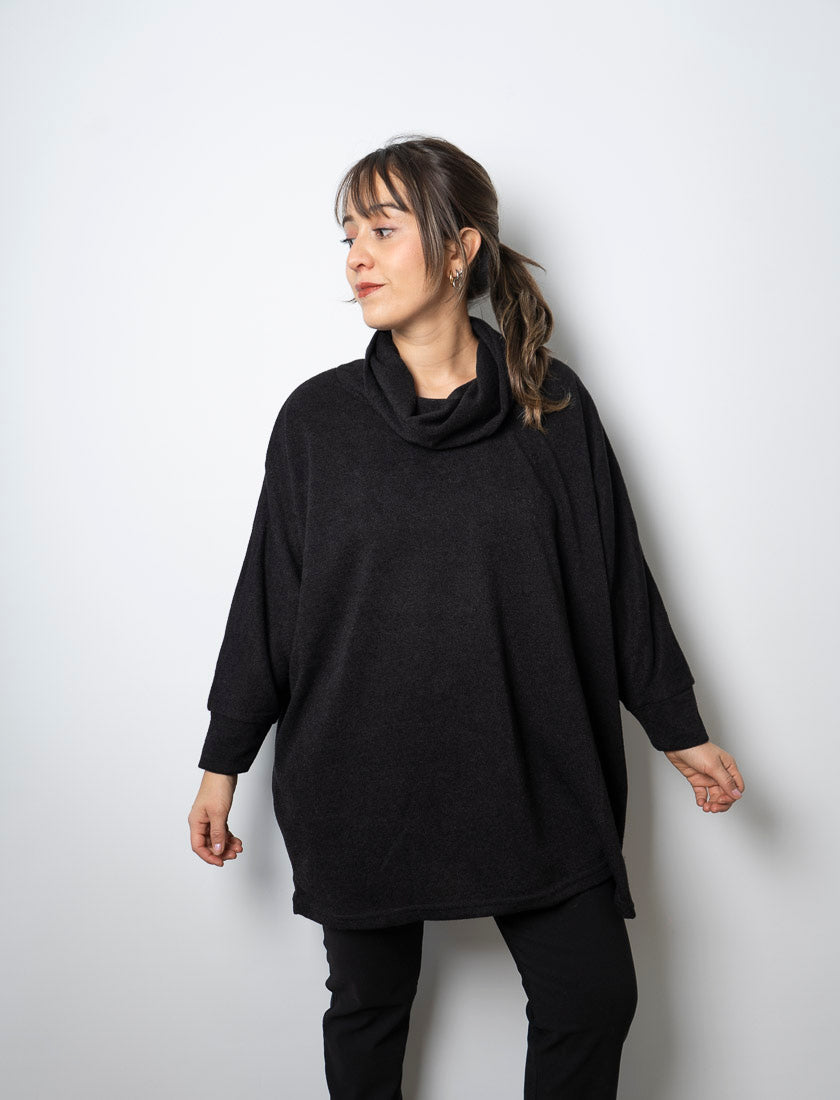 Sweater Lanilla - con cuello - Negro