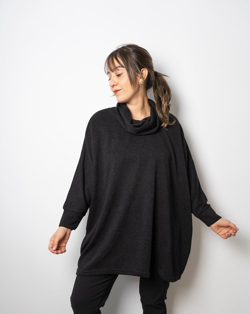 Sweater Lanilla - con cuello - Negro